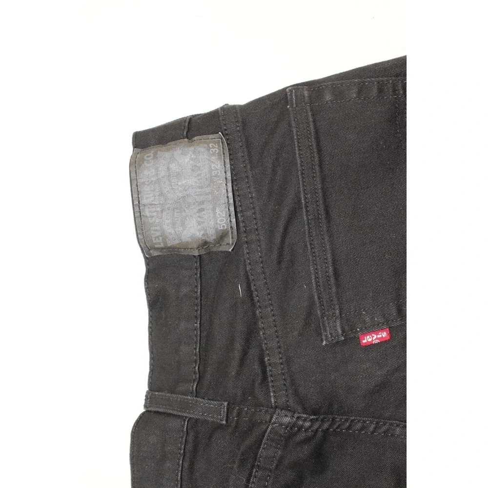 Levi's 502 Jeans 32x30 (Tag 32x32) Regular Taper Black Dark Wash - Picture 3 of 13